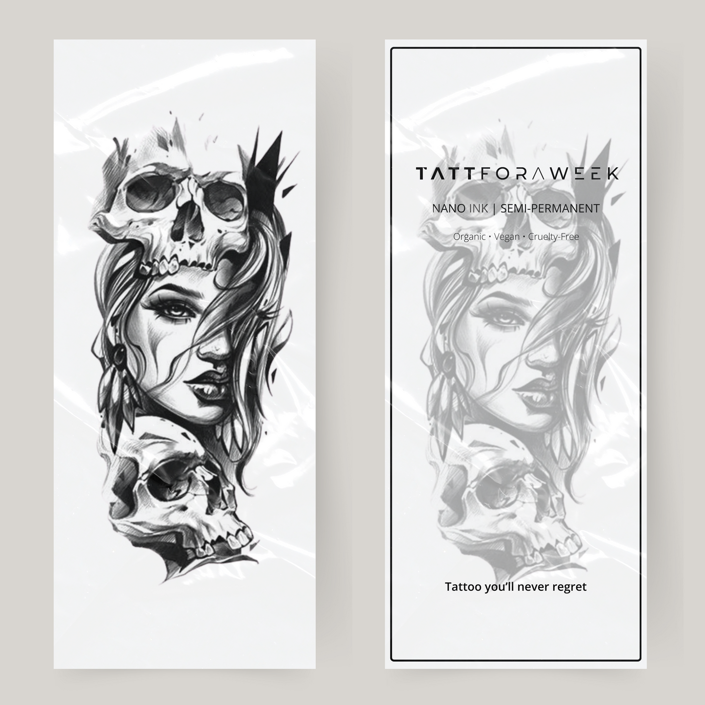 Grote nep tattoo vrouw & doodskoppen