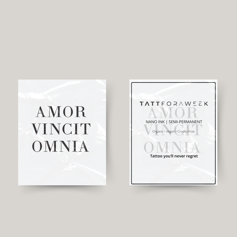 Tijdelijke tattoo amor vincit omnia