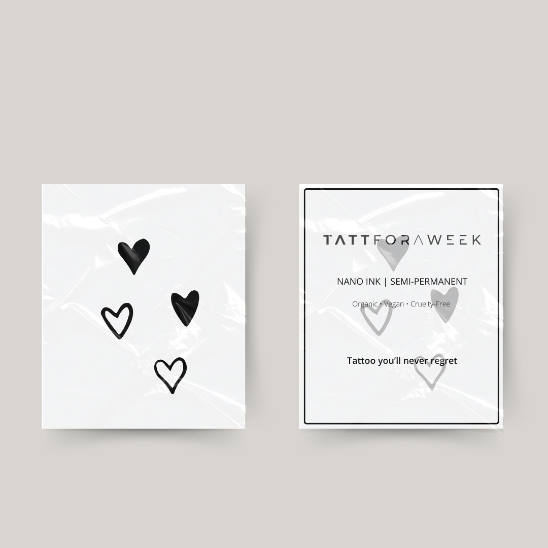 Tijdelijke tattoo zwart-witte hartjes