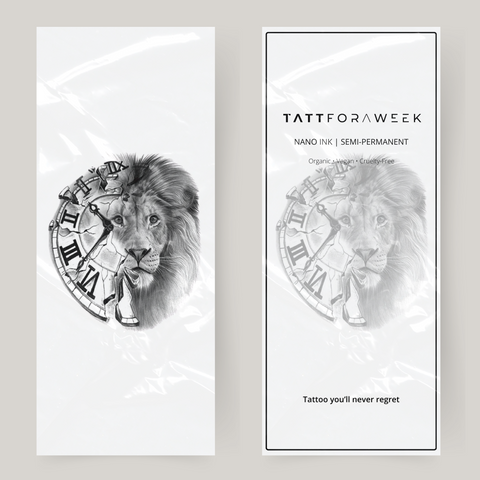 Grote nep tattoo klok & leeuw