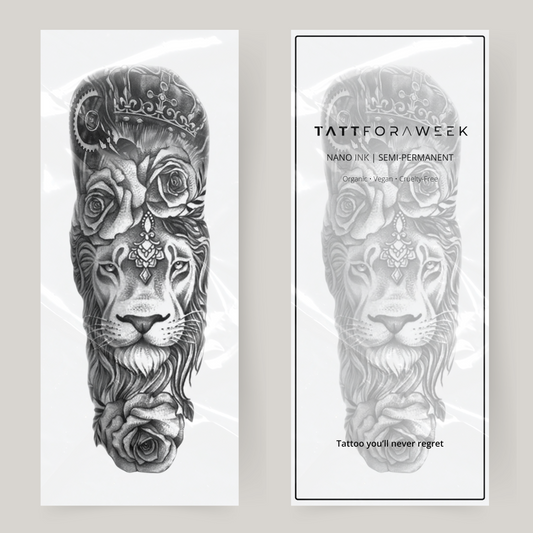 Nep tattoo sleeve koning leeuw